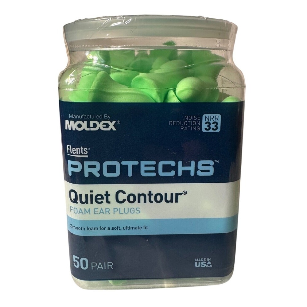 Flents Protechs Quiet Contour Foam Ear Plugs NRR 33 50 Pair Jar Green 69015A